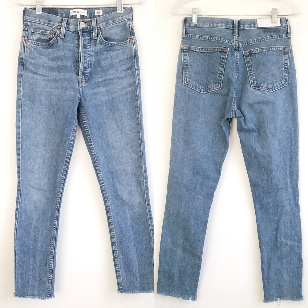 Levi's Re/Done Sz 25 Redone High Rise Ankle Skinny Crop Medium Light Wash Jeans